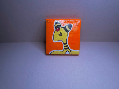 Tiny Ampharos Mini collectible handmade cartoon anime painting