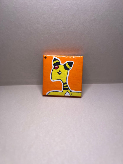 Tiny Ampharos Mini collectible handmade cartoon anime painting