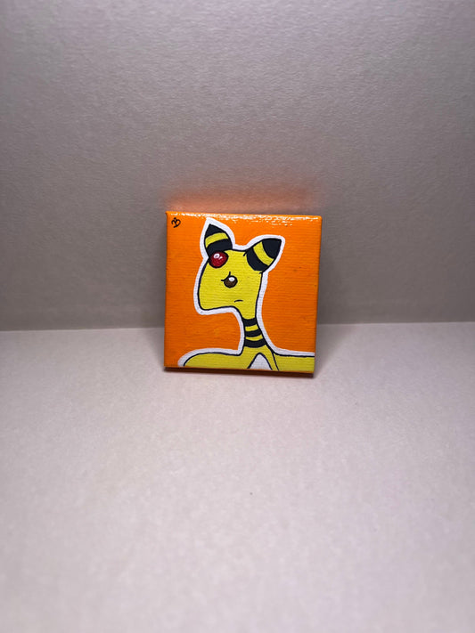 Tiny Ampharos Mini collectible handmade cartoon anime painting