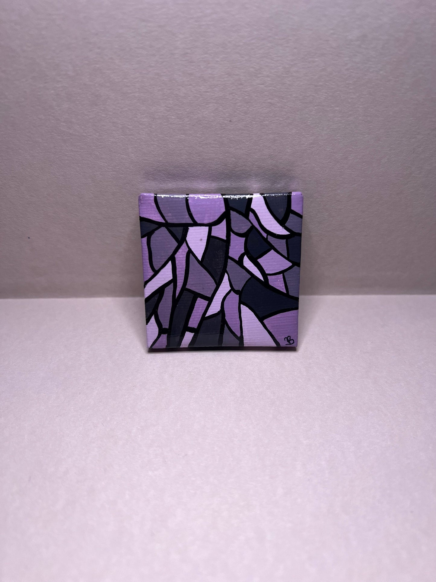 Mini Original Purple Stained Glass Mosaic handmade painting, monochrome, gift for him, gifts for her, small birthday