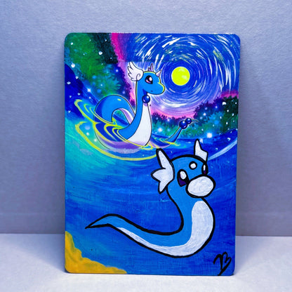 Dragonair and Dratini Custom Handpainted Collectible Gift Pokémon Card
