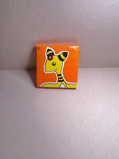 Tiny Ampharos Mini collectible handmade cartoon anime painting