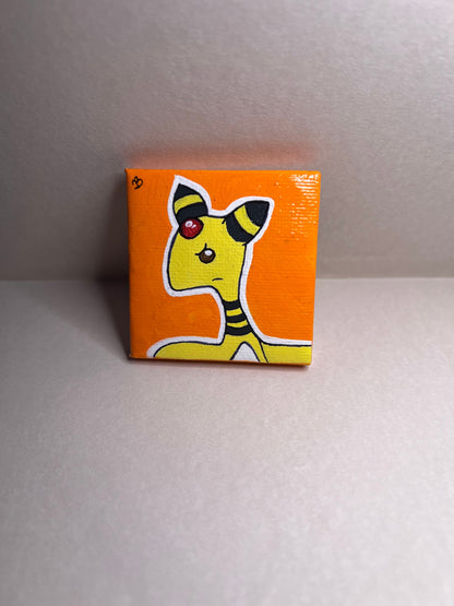 Tiny Ampharos Mini collectible handmade cartoon anime painting