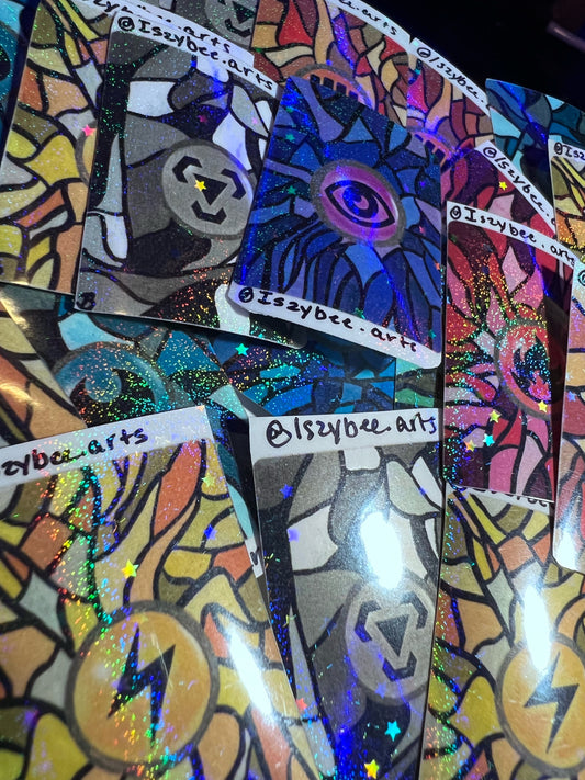 Hand Painted Energy Stickers | Holographic High Quality Design | Back to School sticker | Pokemon Wall Art