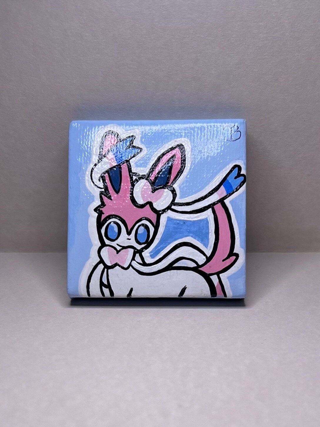 Sylveon Pokemon Mini Collectible Gift Painting | Unique Wall Art | Cute Cat Art | Cartoon Dorm Room Desk Decor