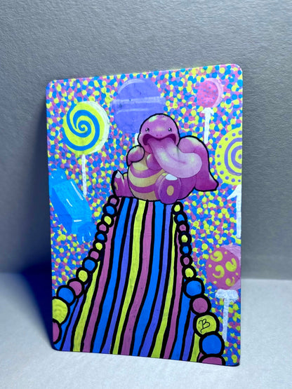Lickitung Custom Handpainted Collectible Gift Pokémon Card, Collectible Art, Birthday presents, Candyland wall art, candy cute decor,