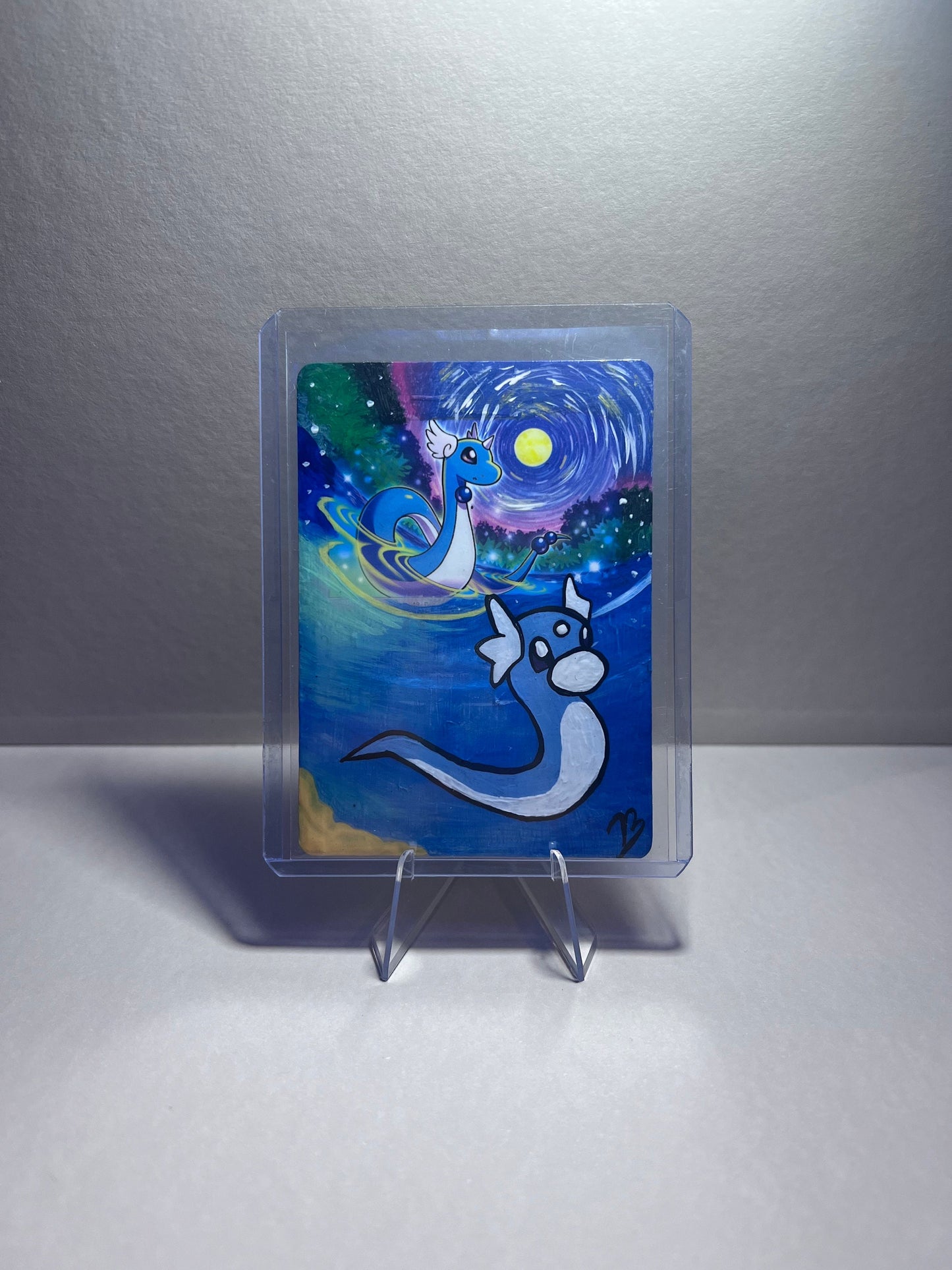 Dragonair and Dratini Custom Handpainted Collectible Gift Pokémon Card