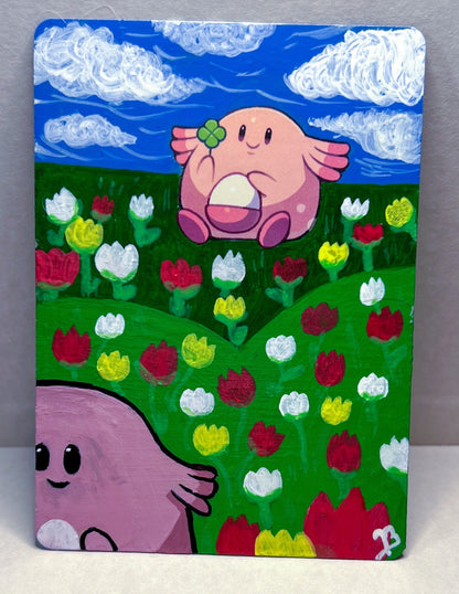Chansey Custom Pokémon Card | Hand painted Collectible Gift | Kid's bedroom birthday gift | Dorm Room Wall Decor | Graduation present