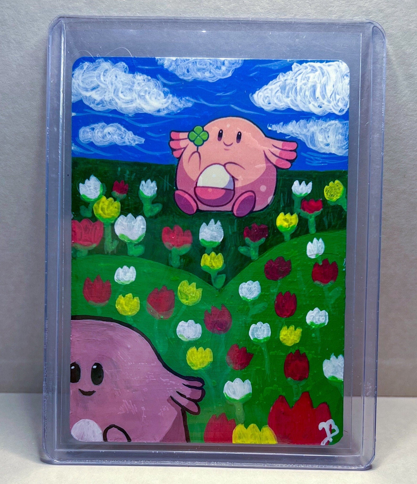 Chansey Custom Pokémon Card | Hand painted Collectible Gift | Kid's bedroom birthday gift | Dorm Room Wall Decor | Graduation present