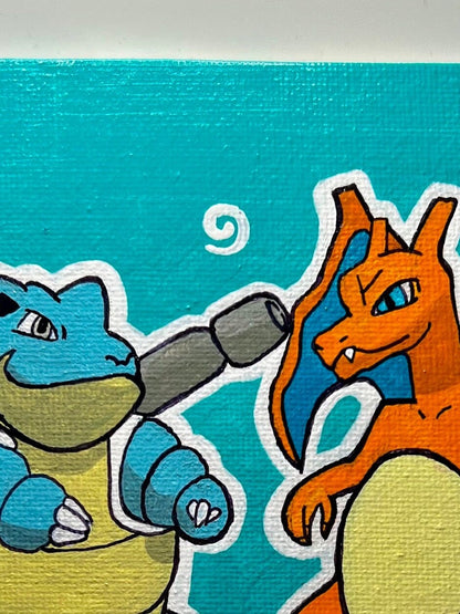 Blastoise vs Charizard Handmade Cartoon Artwork | Pokémon Theme Small Gift | Ideal Present for Him or Her | Father's Day Gift | Graduation