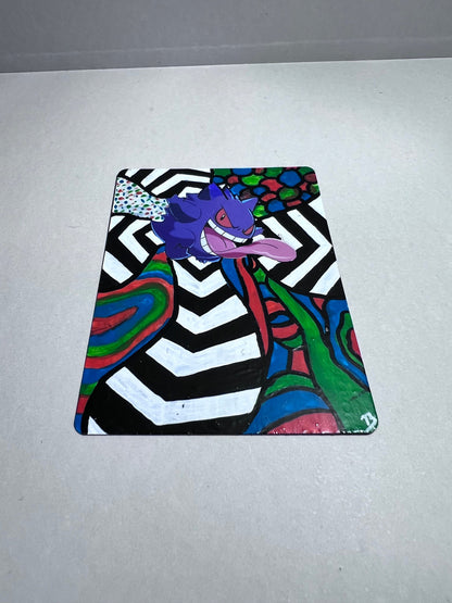 Gengar Custom Pokémon Card | Hand painted Collectible Gift | Kid's bedroom birthday gift | Dorm Room Wall Decor | Graduation present
