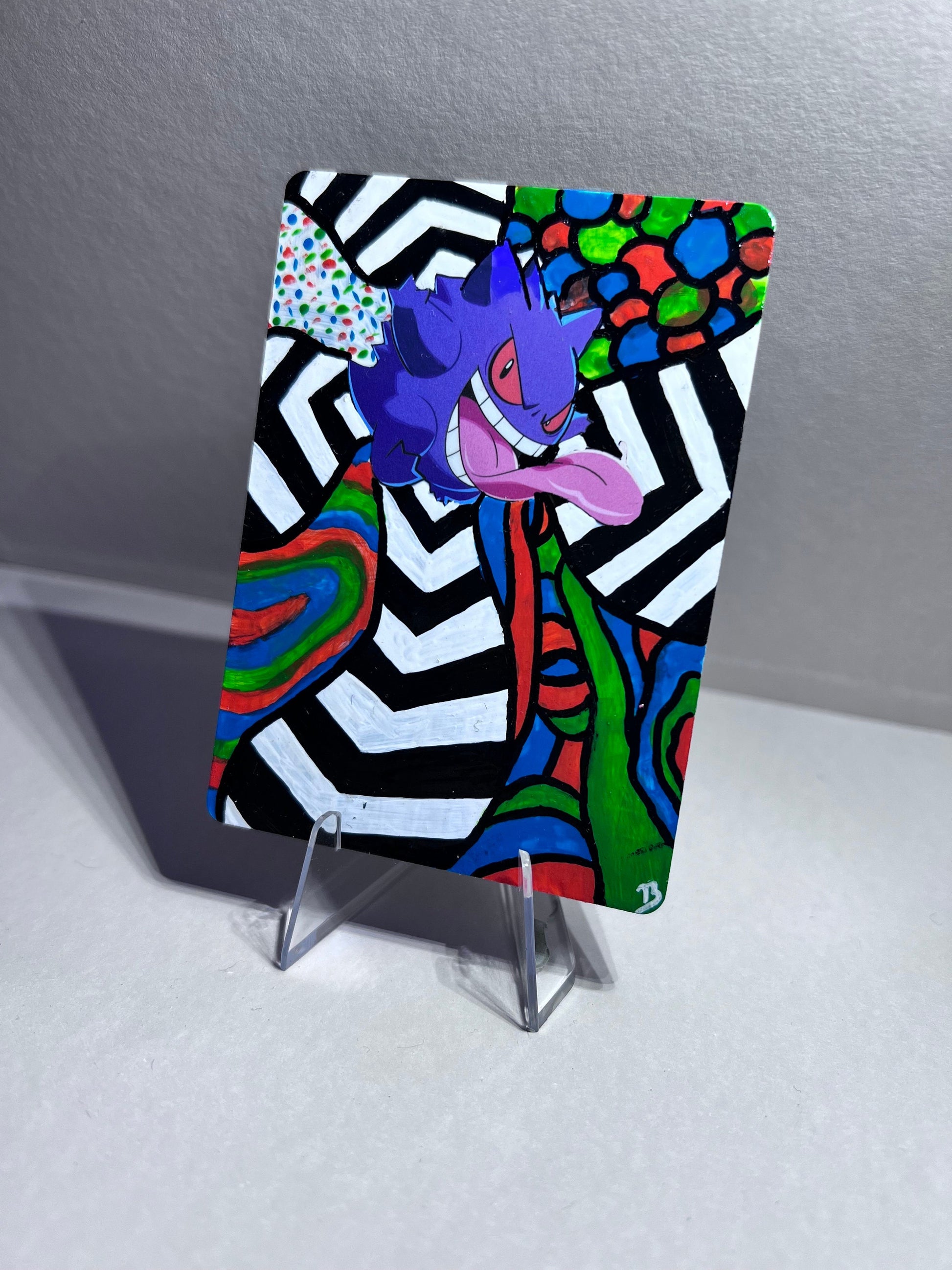 pokemon card decoration Gengar Custom Pokémon Card | Hand painted Collectible Gift | Kid's bedroom birthday gift | Dorm Room Wall Decor | Graduation present