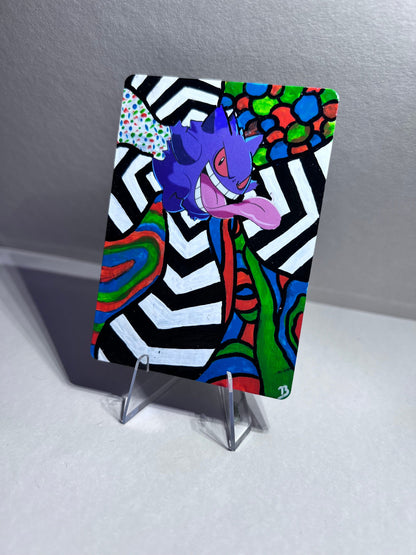 Gengar Custom Pokémon Card | Hand painted Collectible Gift | Kid's bedroom birthday gift | Dorm Room Wall Decor | Graduation present