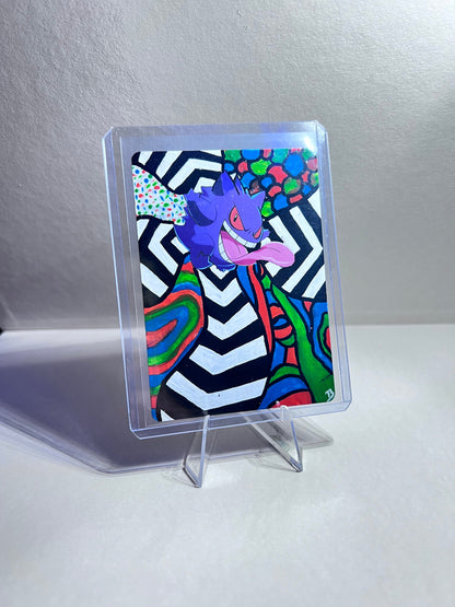Gengar Custom Pokémon Card | Hand painted Collectible Gift | Kid's bedroom birthday gift | Dorm Room Wall Decor | Graduation present