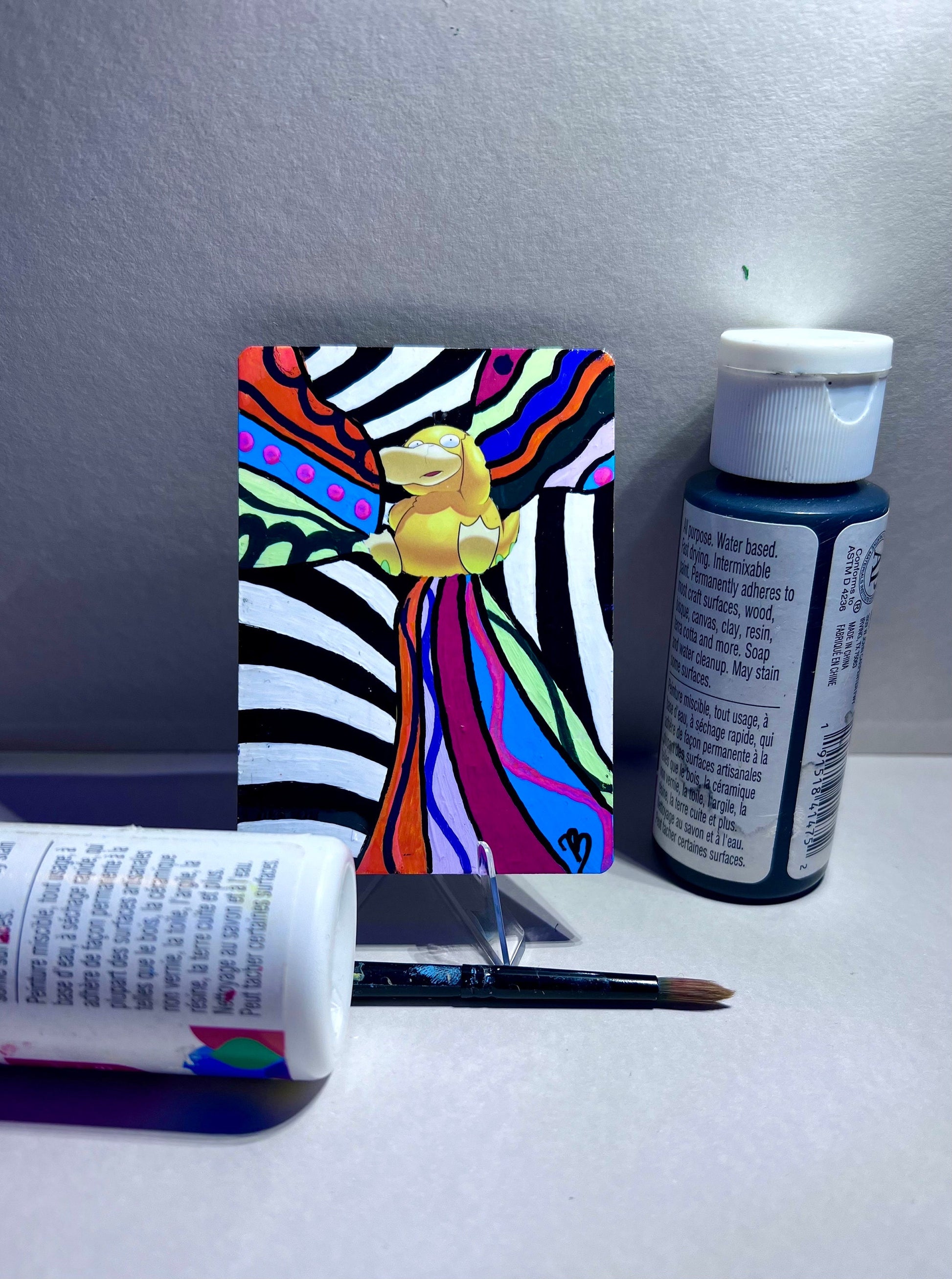 Psyduck Custom Pokémon Card | Hand painted Collectible Gift | Kid's bedroom birthday gift | Dorm Room Wall Decor | Graduation present