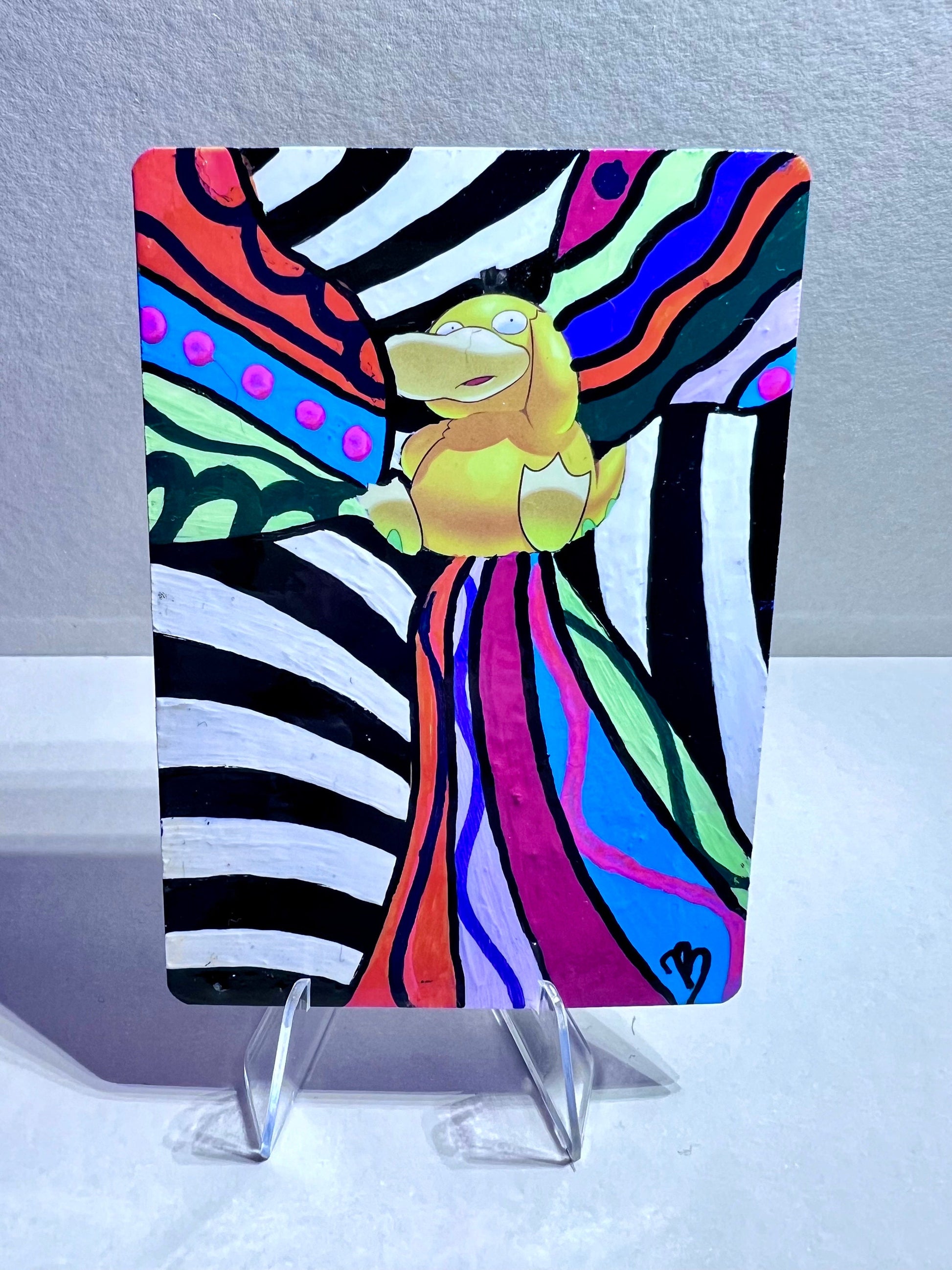 Psyduck Custom Pokémon Card | Hand painted Collectible Gift | Kid's bedroom birthday gift | Dorm Room Wall Decor | Graduation present