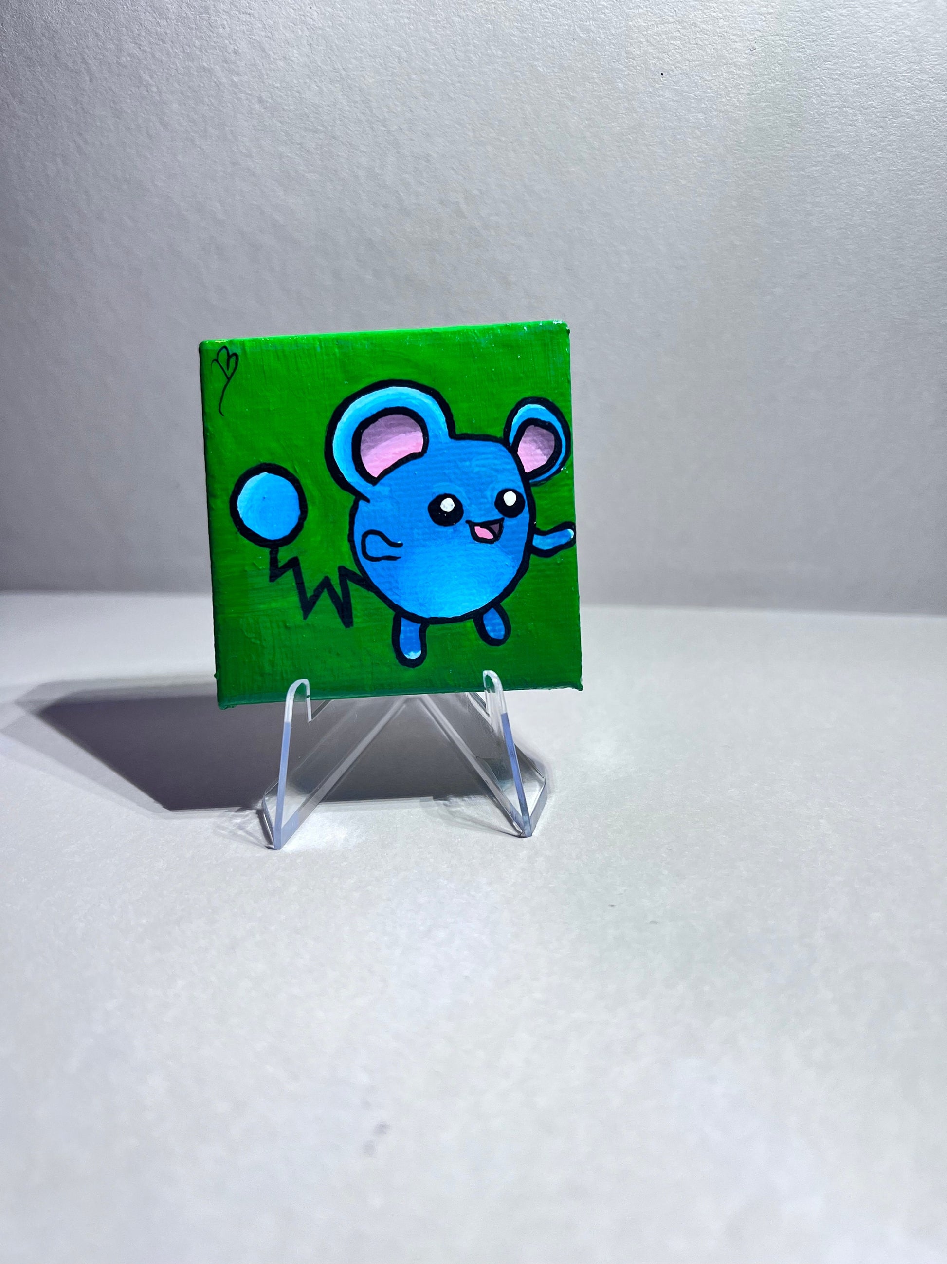 Mini Marill Gift Painting | Small freshmen dorm decor | Handmade Graduation Present | Unique mouse wall art | Back to school supplies |