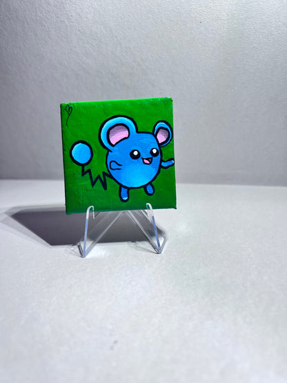Mini Marill Gift Painting | Small freshmen dorm decor | Handmade Graduation Present | Unique mouse wall art | Back to school supplies |