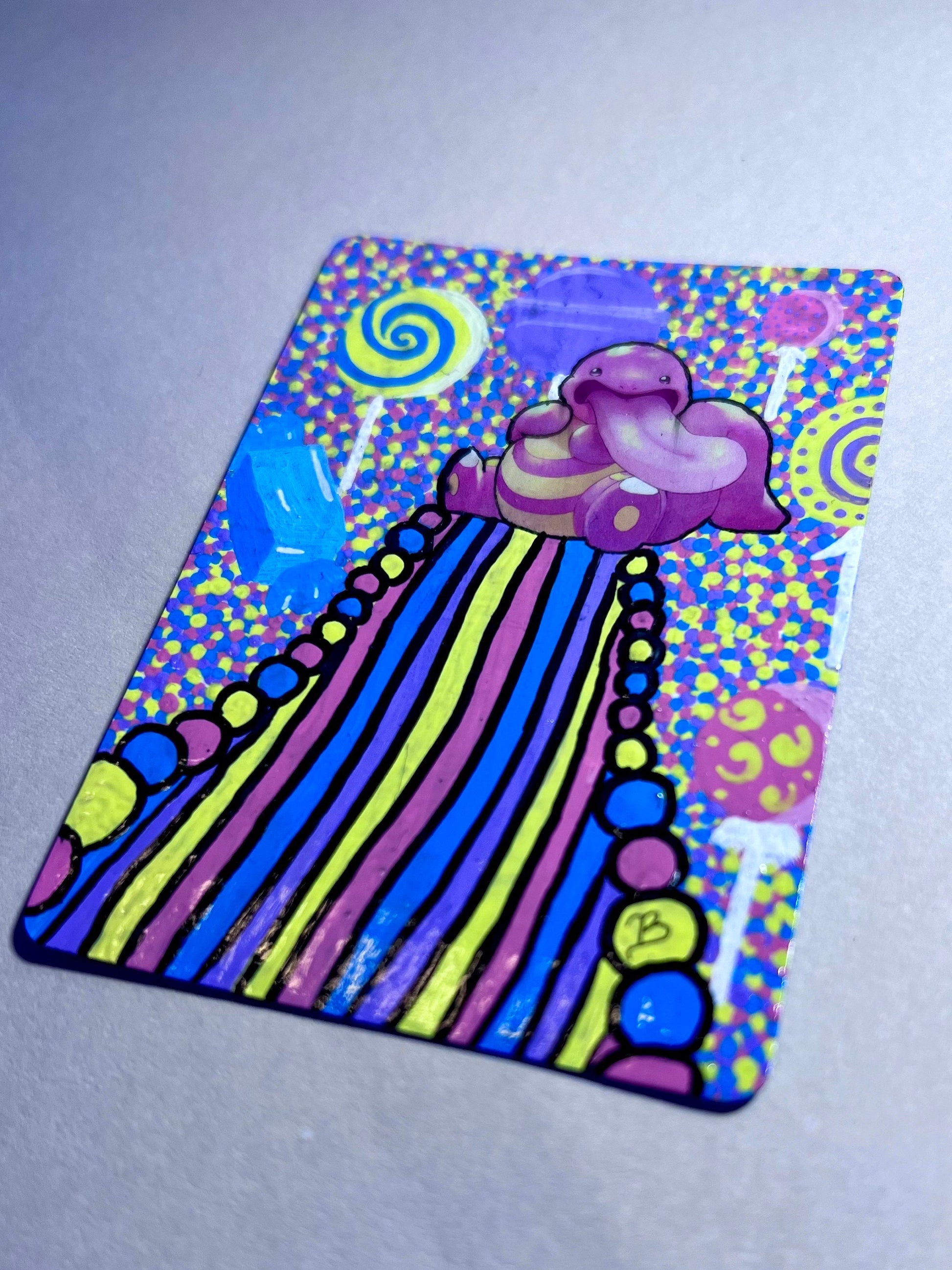 Lickitung Custom Handpainted Collectible Gift Pokémon Card, Collectible Art, Birthday presents, Candyland wall art, candy cute decor,