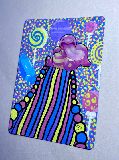 Lickitung Custom Handpainted Collectible Gift Pokémon Card, Collectible Art, Birthday presents, Candyland wall art, candy cute decor,