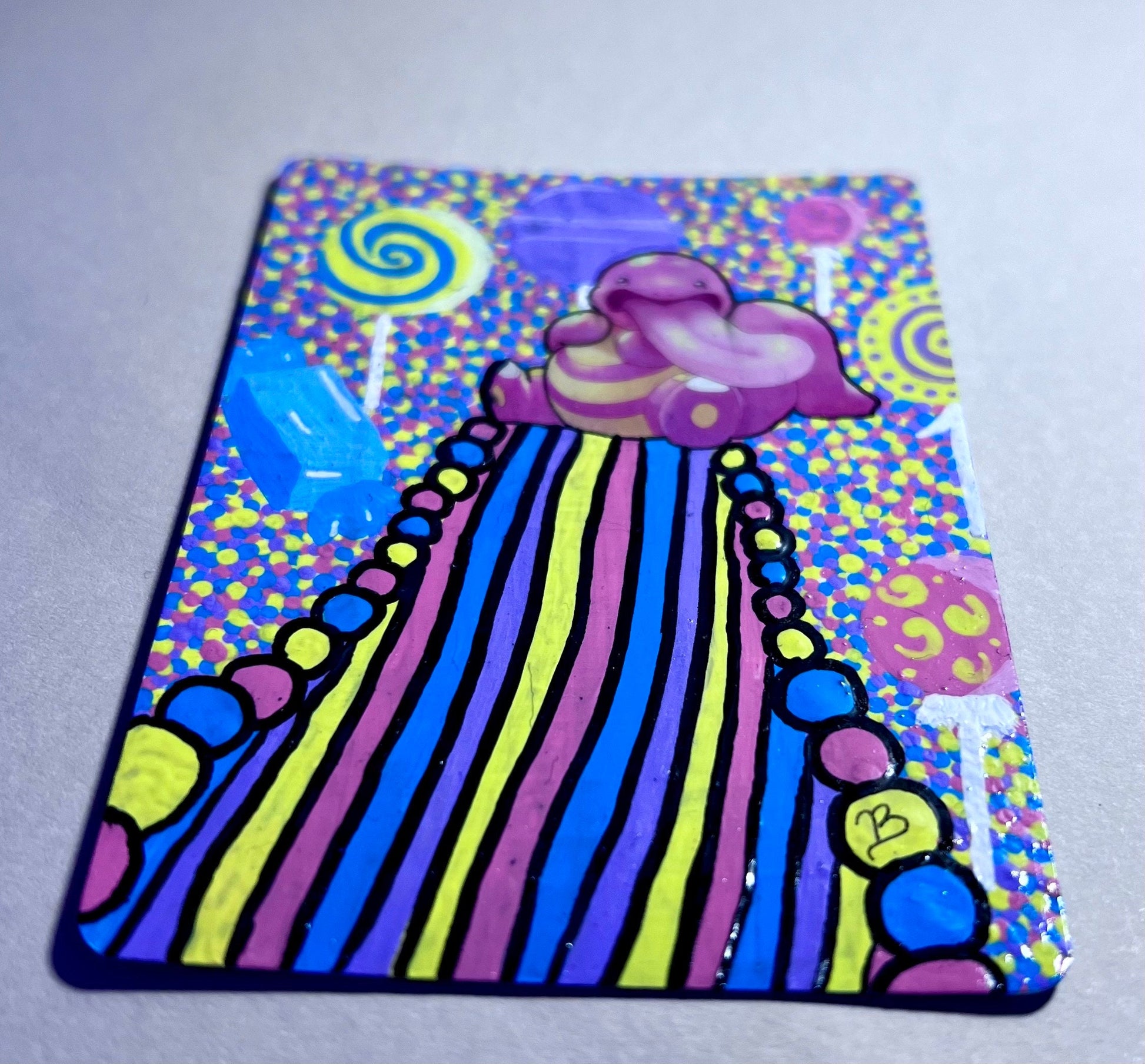 Lickitung Custom Handpainted Collectible Gift Pokémon Card, Collectible Art, Birthday presents, Candyland wall art, candy cute decor,