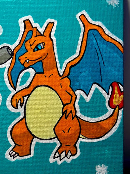 Blastoise vs Charizard Handmade Cartoon Artwork | Pokémon Theme Small Gift | Ideal Present for Him or Her | Father's Day Gift | Graduation
