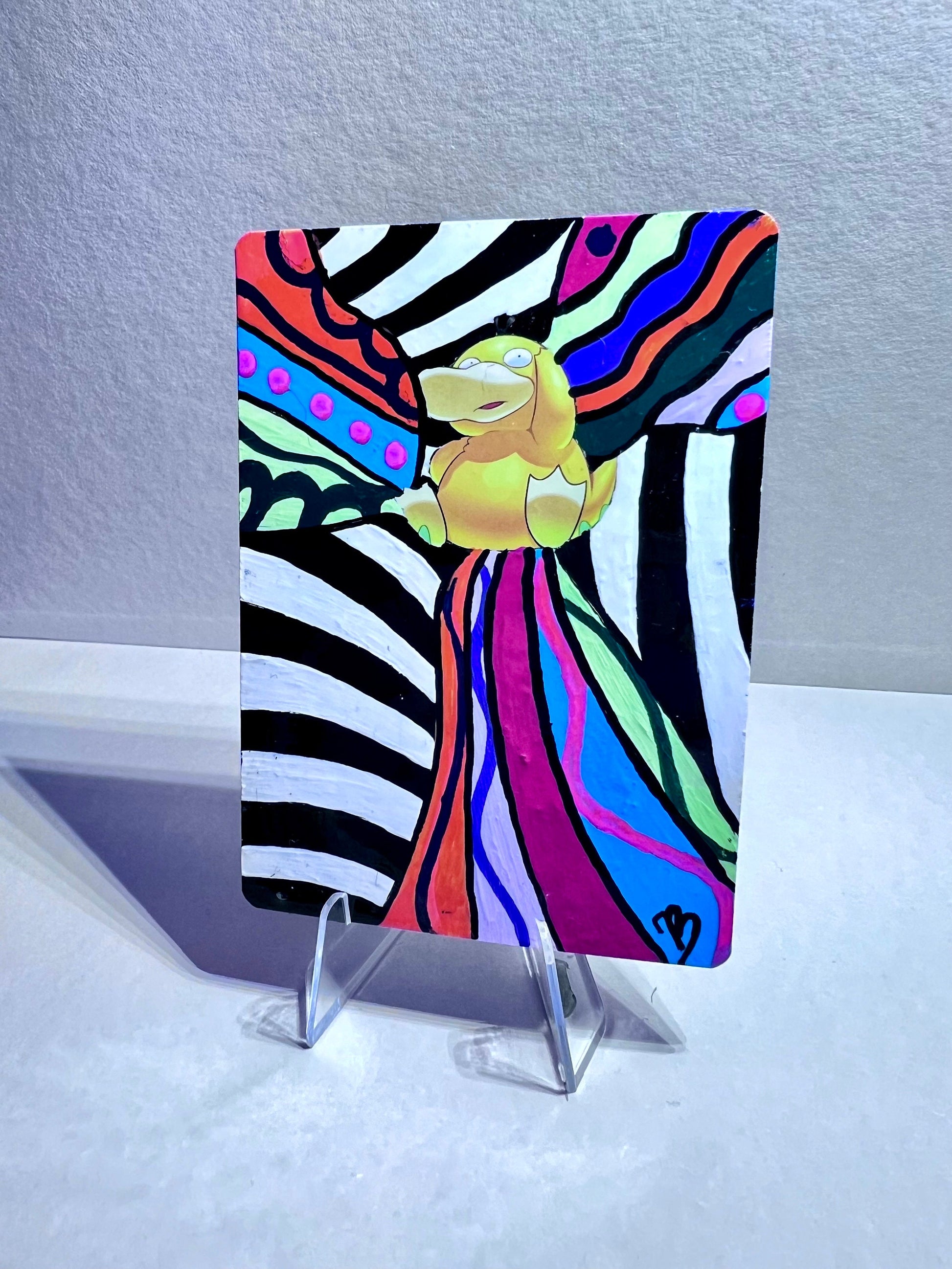 Psyduck Custom Pokémon Card | Hand painted Collectible Gift | Kid's bedroom birthday gift | Dorm Room Wall Decor | Graduation present