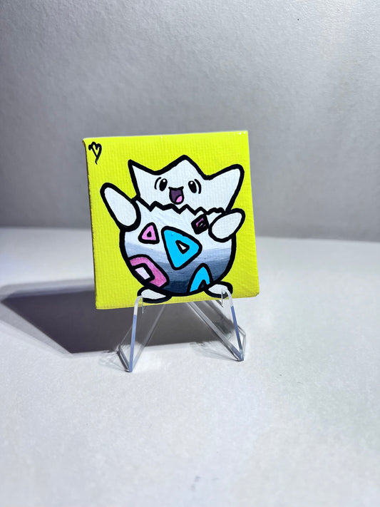 Togepi Pokemon Mini Collectible Gift Painting | Unique Wall Art | Cute Art | Cartoon Dorm Room Desk Decor