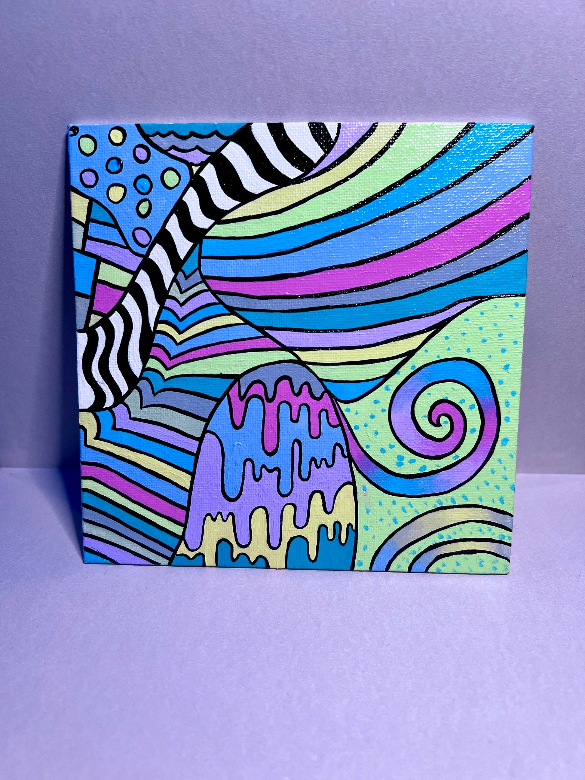 Trippy Psychedelic Original Painting | Cool Dorm Decor | Canvas wall art | Colorful Rave art deco | Abstract | Hippie Stoner Gift