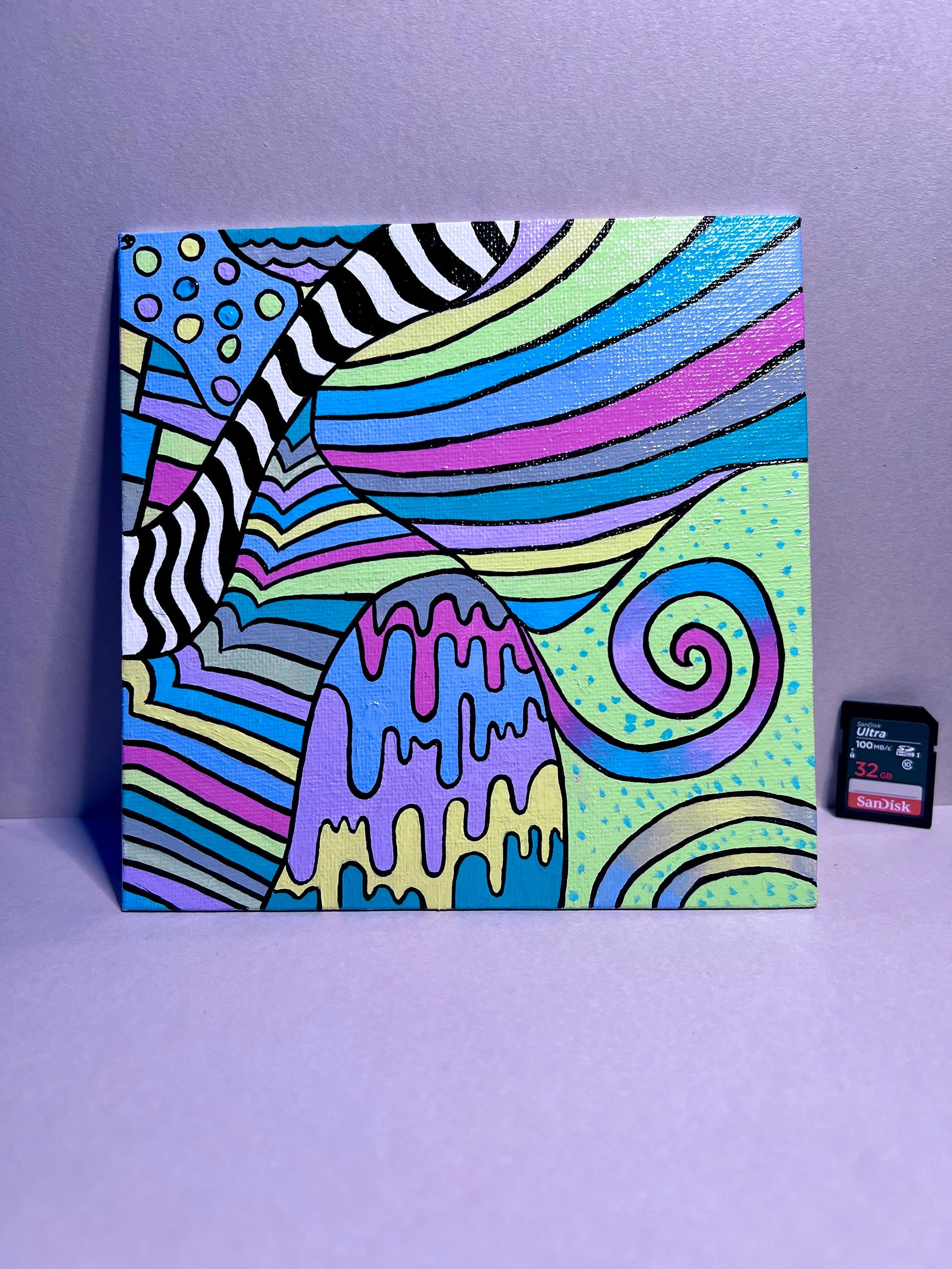 Trippy Psychedelic Original Painting | Cool Dorm Decor | Canvas wall art | Colorful Rave art deco | Abstract | Hippie Stoner Gift