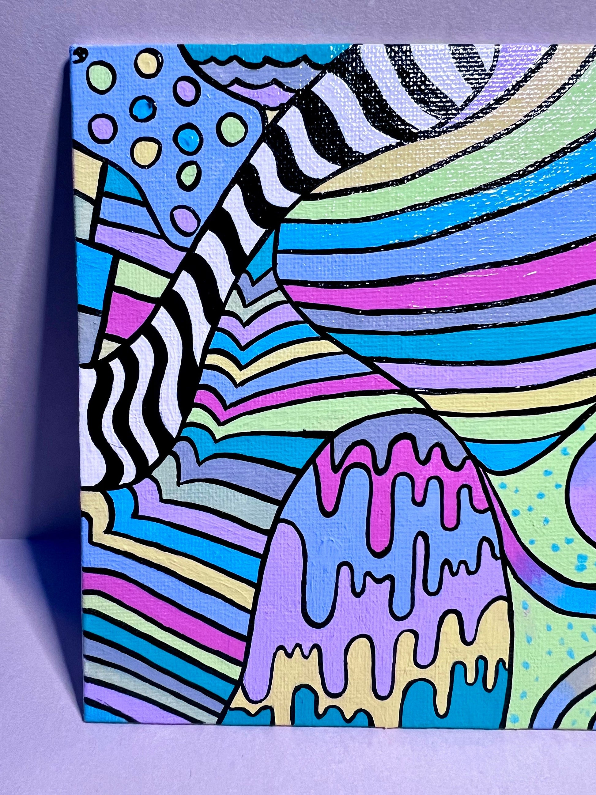 Trippy Psychedelic Original Painting | Cool Dorm Decor | Canvas wall art | Colorful Rave art deco | Abstract | Hippie Stoner Gift