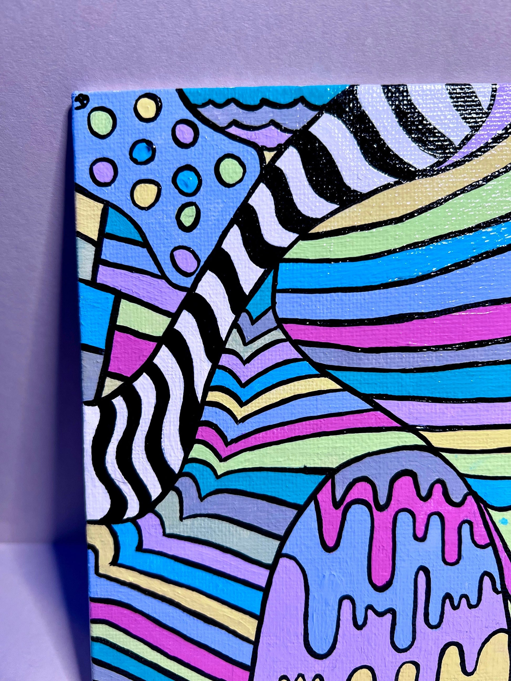 Trippy Psychedelic Original Painting | Cool Dorm Decor | Canvas wall art | Colorful Rave art deco | Abstract | Hippie Stoner Gift