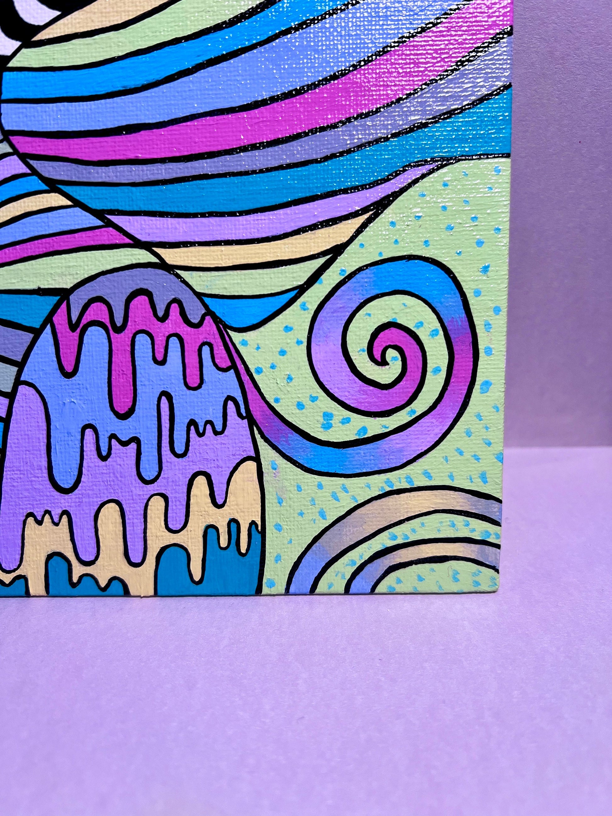 Trippy Psychedelic Original Painting | Cool Dorm Decor | Canvas wall art | Colorful Rave art deco | Abstract | Hippie Stoner Gift