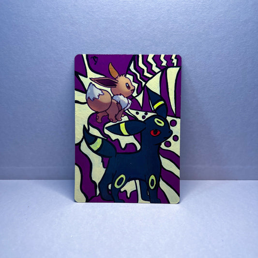 Eevee Hand Painted Pokémon Card | Unique Gift for all ages | Cool Wall Art | Dorm Room Desk Decor | Cute Cat Art |