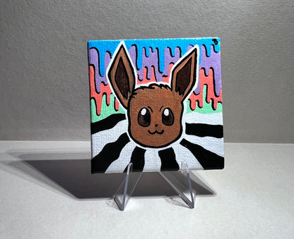 Adorable Eevee Mini Gift Painting | Cozy Cute Wall Art | Gifts for Gamers | Dorm Room Decor | Kids Birthday Present - IszyBeeArts