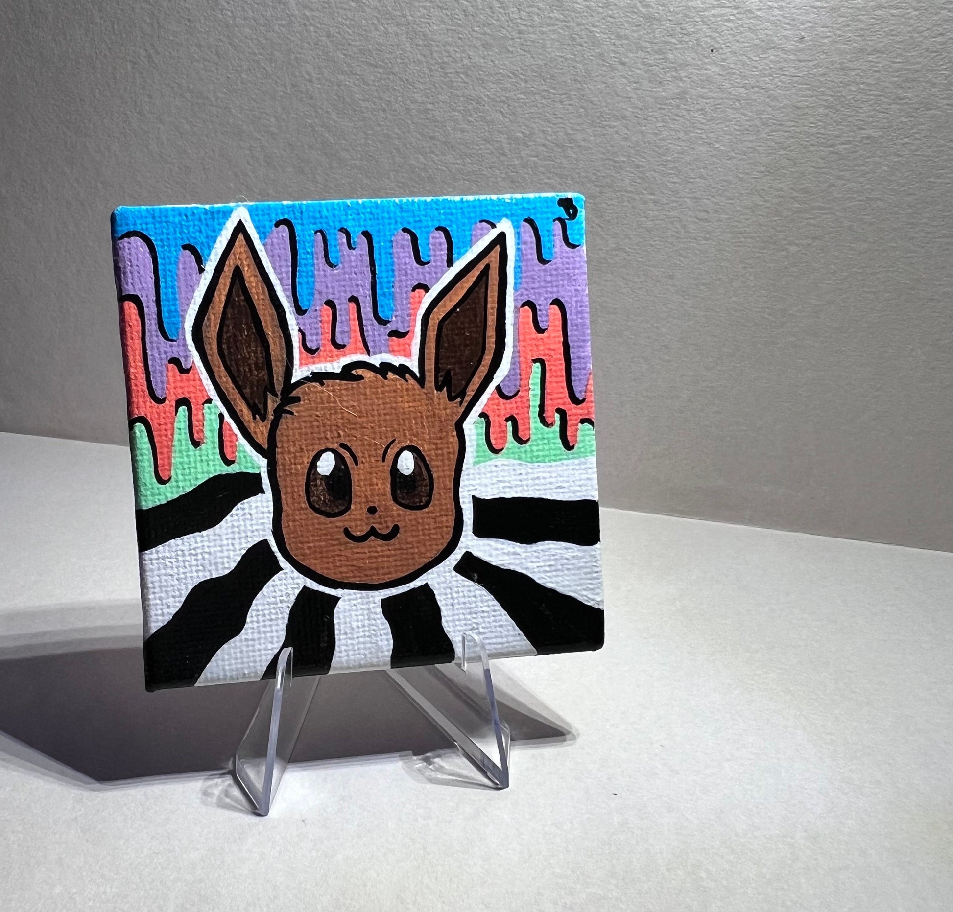 Adorable Eevee Mini Gift Painting | Cozy Cute Wall Art | Gifts for Gamers | Dorm Room Decor | Kids Birthday Present