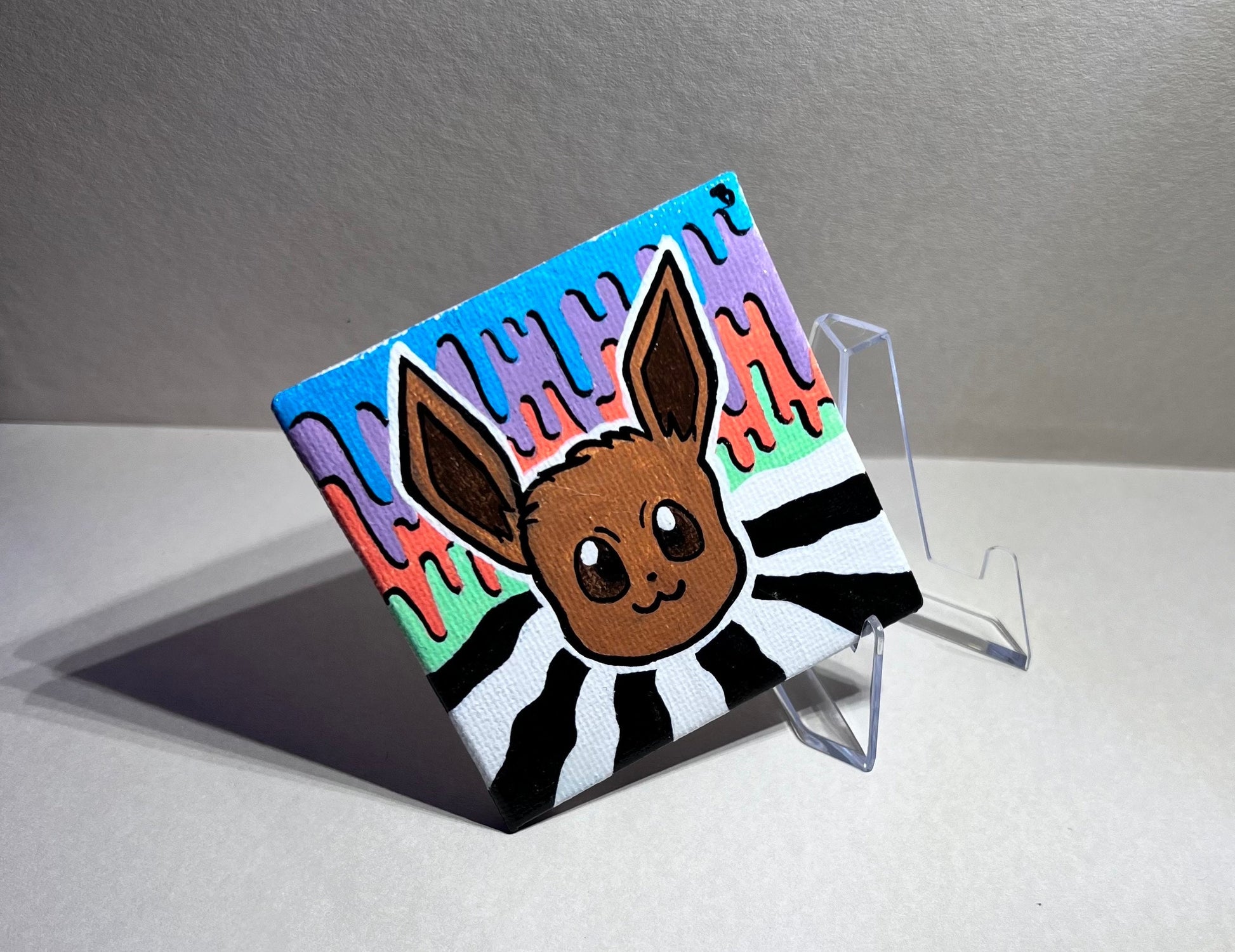 Adorable Eevee Mini Gift Painting | Cozy Cute Wall Art | Gifts for Gamers | Dorm Room Decor | Kids Birthday Present
