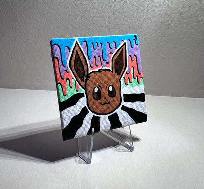 Adorable Eevee Mini Gift Painting | Cozy Cute Wall Art | Gifts for Gamers | Dorm Room Decor | Kids Birthday Present - IszyBeeArts