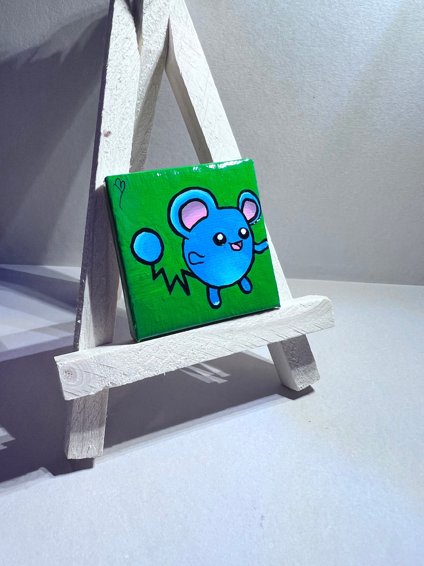 Mini Marill Gift Painting | Small freshmen dorm decor | Handmade Graduation Present | Unique mouse wall art | Back to school supplies |