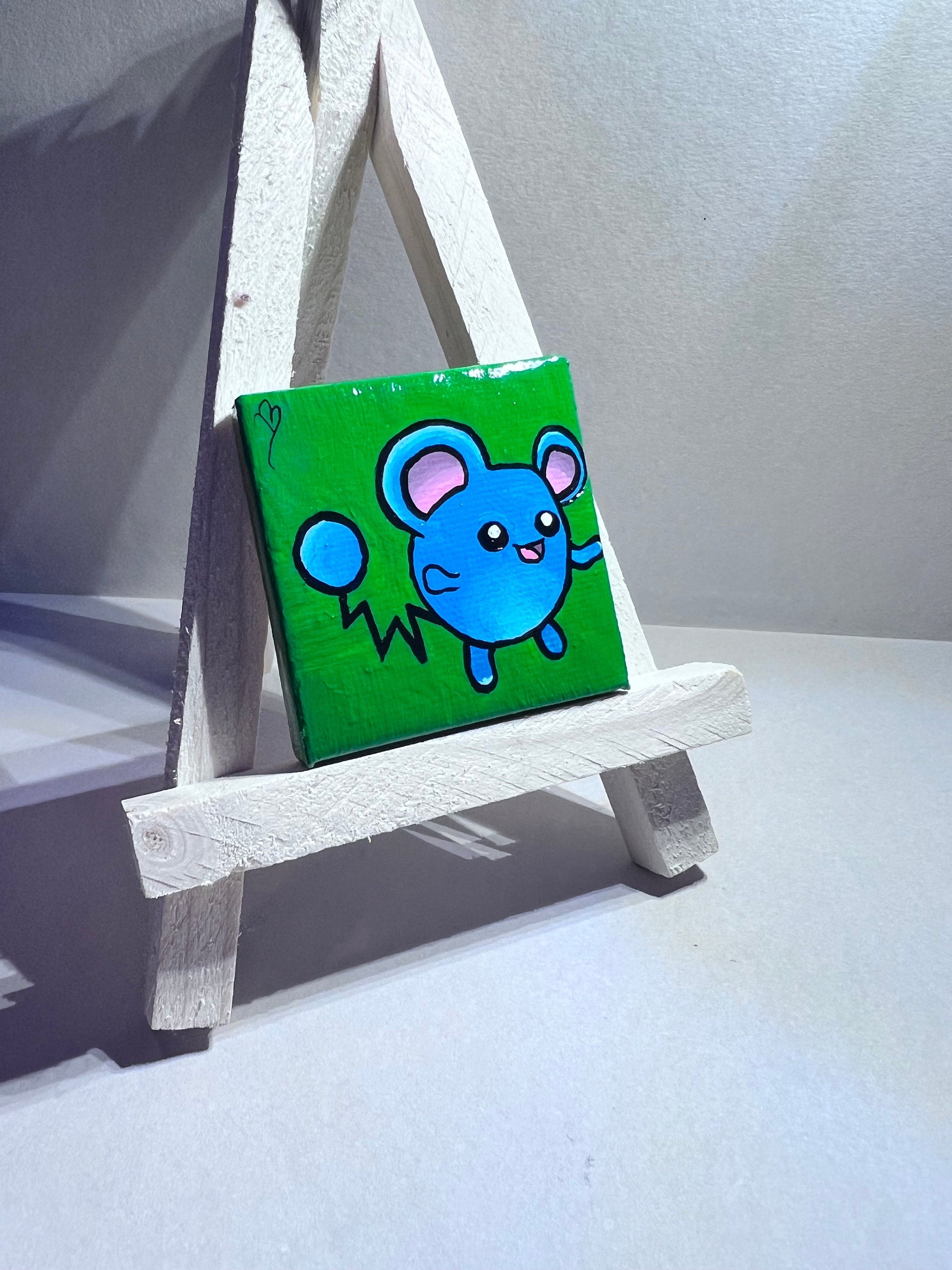 Mini Marill Gift Painting | Small freshmen dorm decor | Handmade Graduation Present | Unique mouse wall art | Back to school supplies |