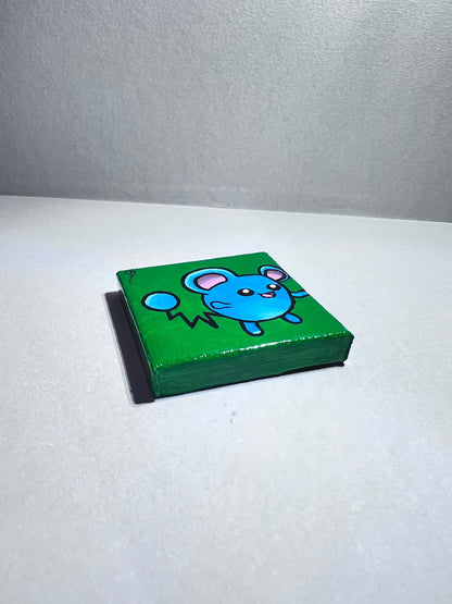 Mini Marill Gift Painting | Small freshmen dorm decor | Handmade Graduation Present | Unique mouse wall art | Back to school supplies |