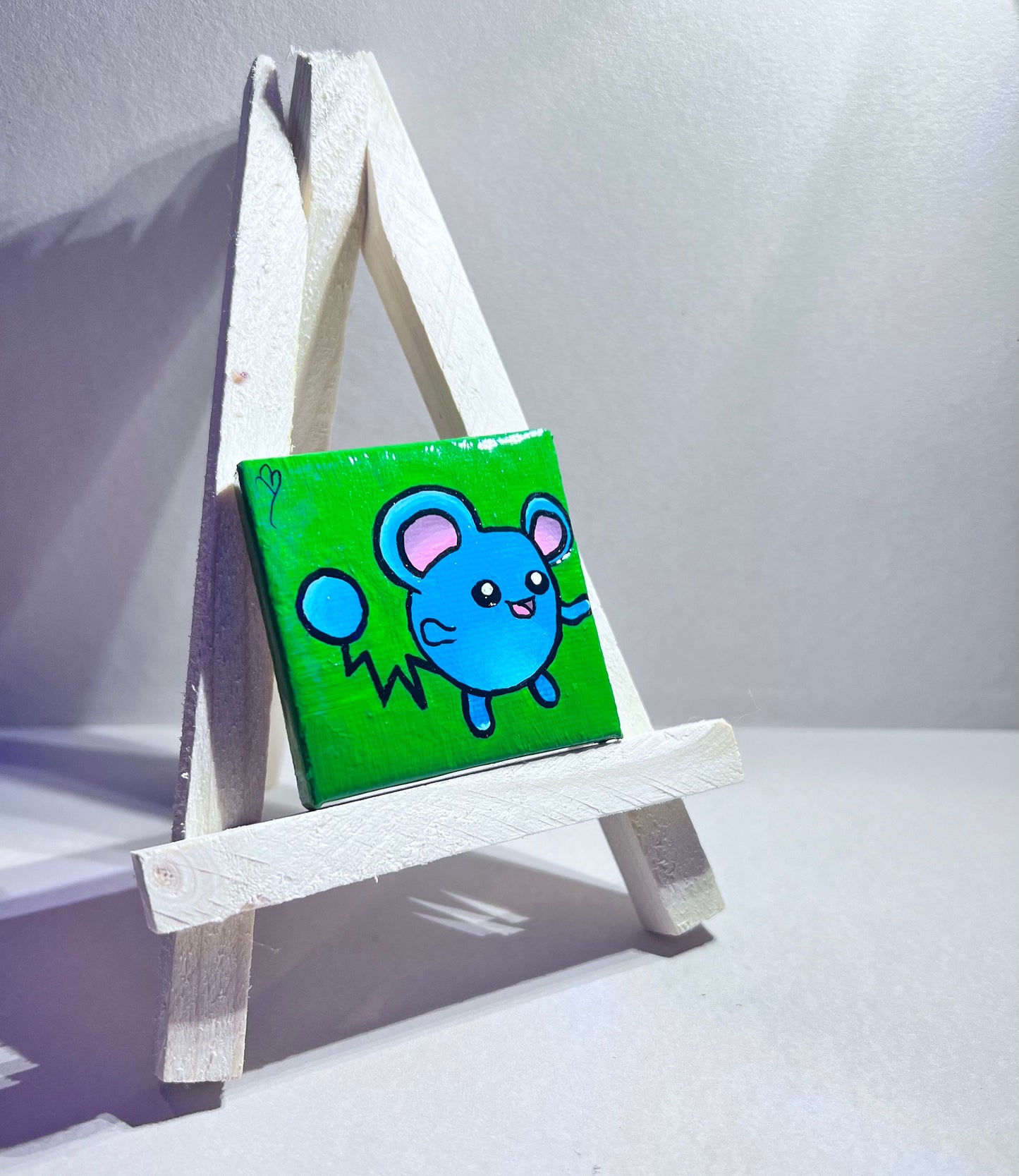 Mini Marill Gift Painting | Small freshmen dorm decor | Handmade Graduation Present | Unique mouse wall art | Back to school supplies |