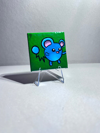 Mini Marill Gift Painting | Small freshmen dorm decor | Handmade Graduation Present | Unique mouse wall art | Back to school supplies |