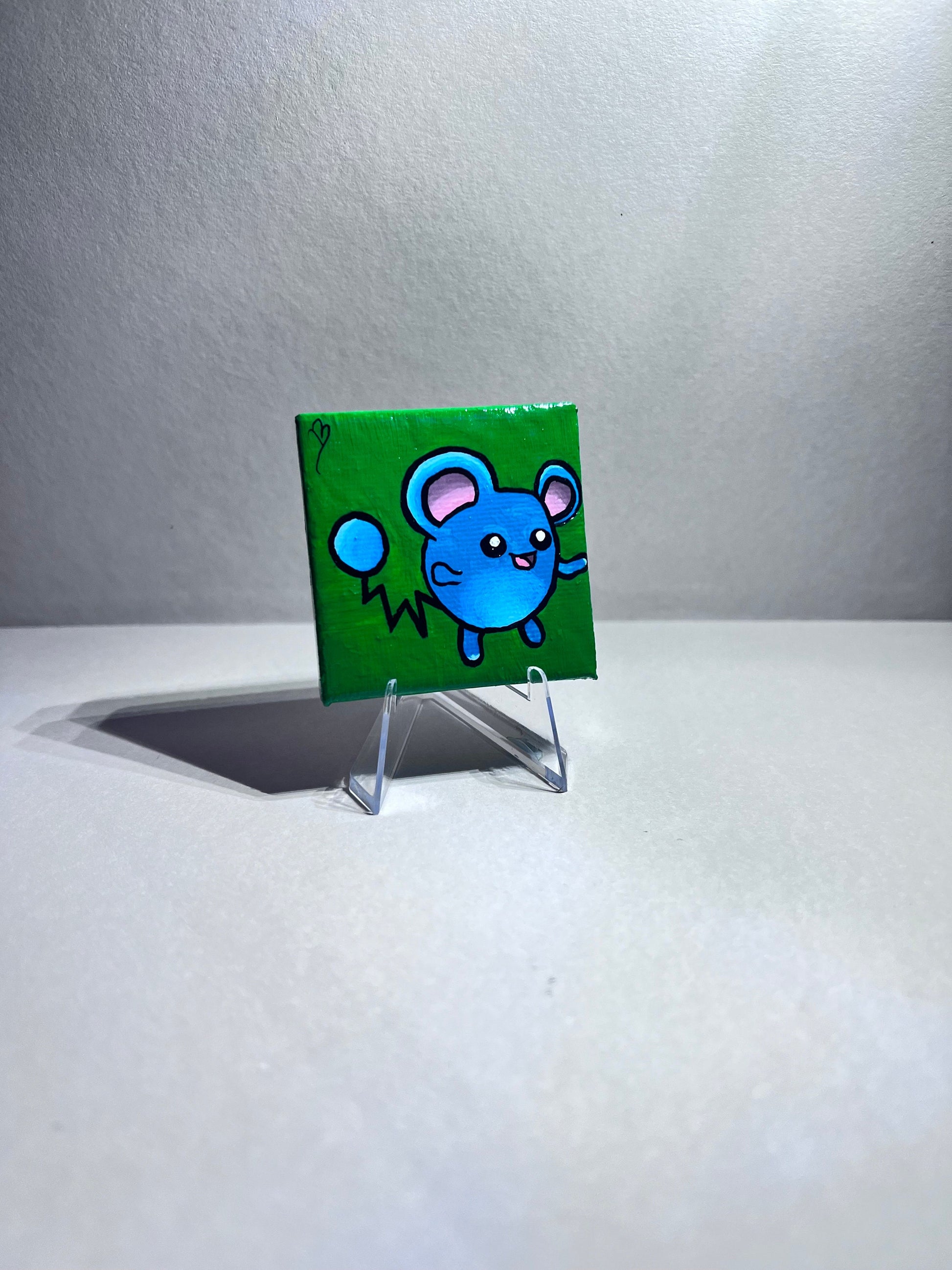 Mini Marill Gift Painting | Small freshmen dorm decor | Handmade Graduation Present | Unique mouse wall art | Back to school supplies |