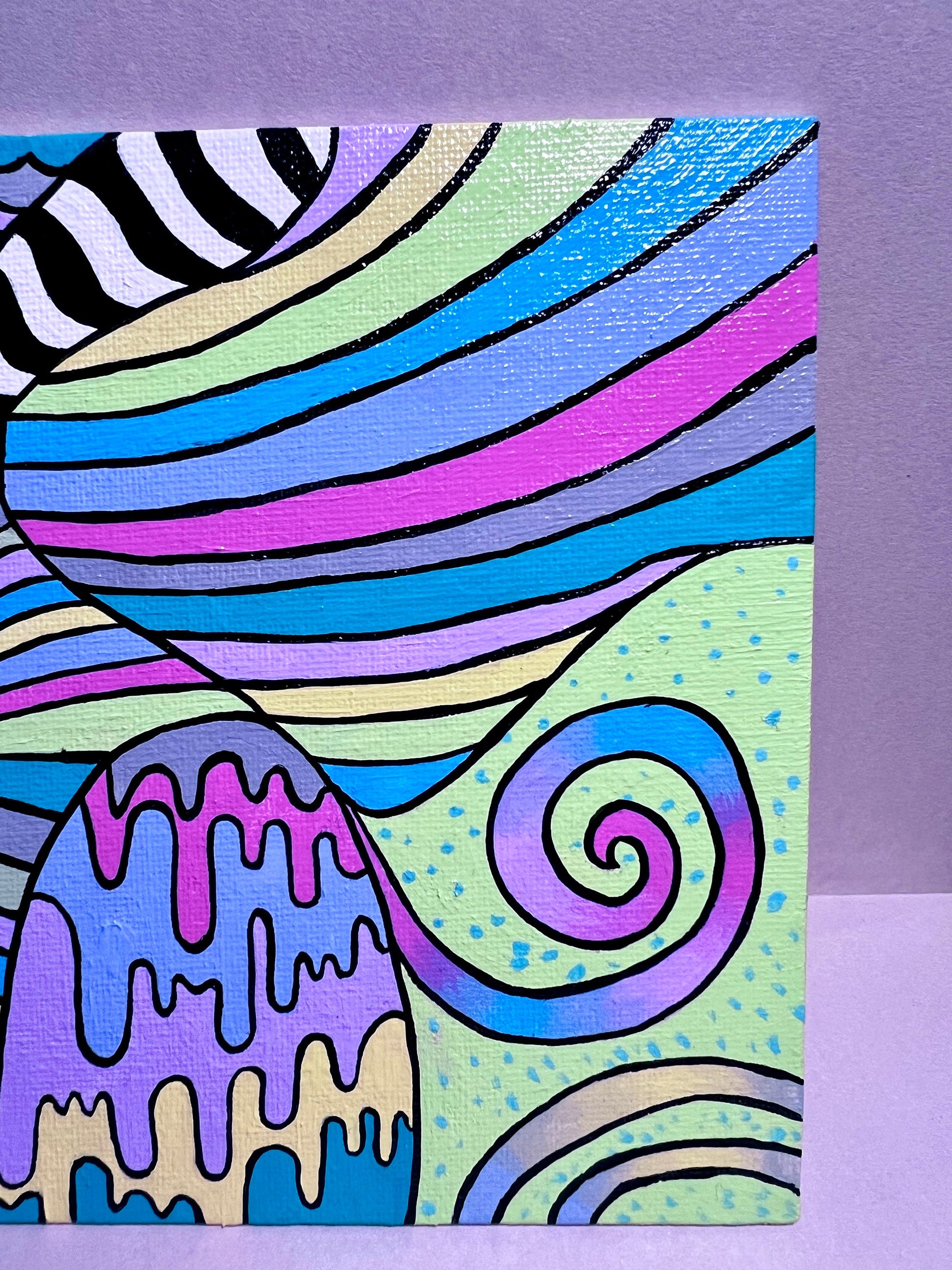 Trippy Psychedelic Original Painting | Cool Dorm Decor | Canvas wall art | Colorful Rave art deco | Abstract | Hippie Stoner Gift