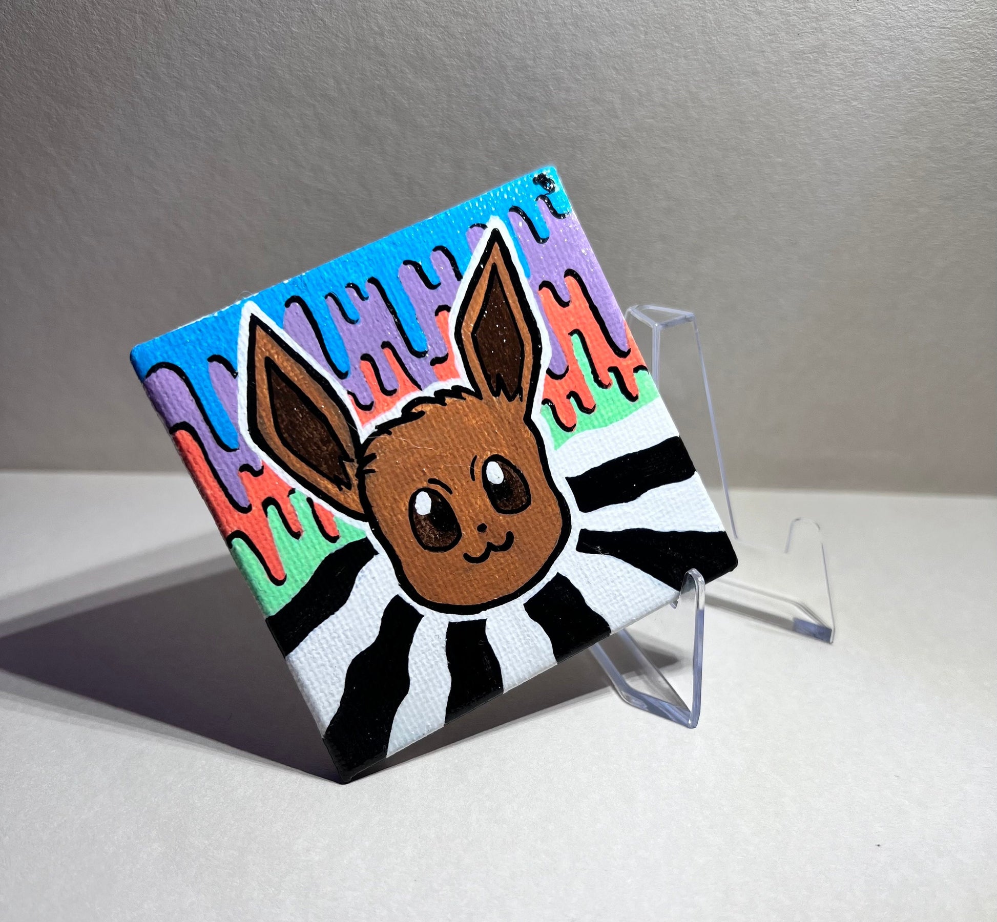 Adorable Eevee Mini Gift Painting | Cozy Cute Wall Art | Gifts for Gamers | Dorm Room Decor | Kids Birthday Present