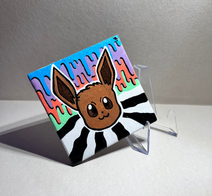 Adorable Eevee Mini Gift Painting | Cozy Cute Wall Art | Gifts for Gamers | Dorm Room Decor | Kids Birthday Present - IszyBeeArts