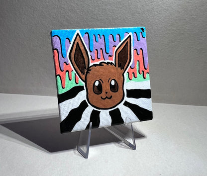 Adorable Eevee Mini Gift Painting | Cozy Cute Wall Art | Gifts for Gamers | Dorm Room Decor | Kids Birthday Present - IszyBeeArts