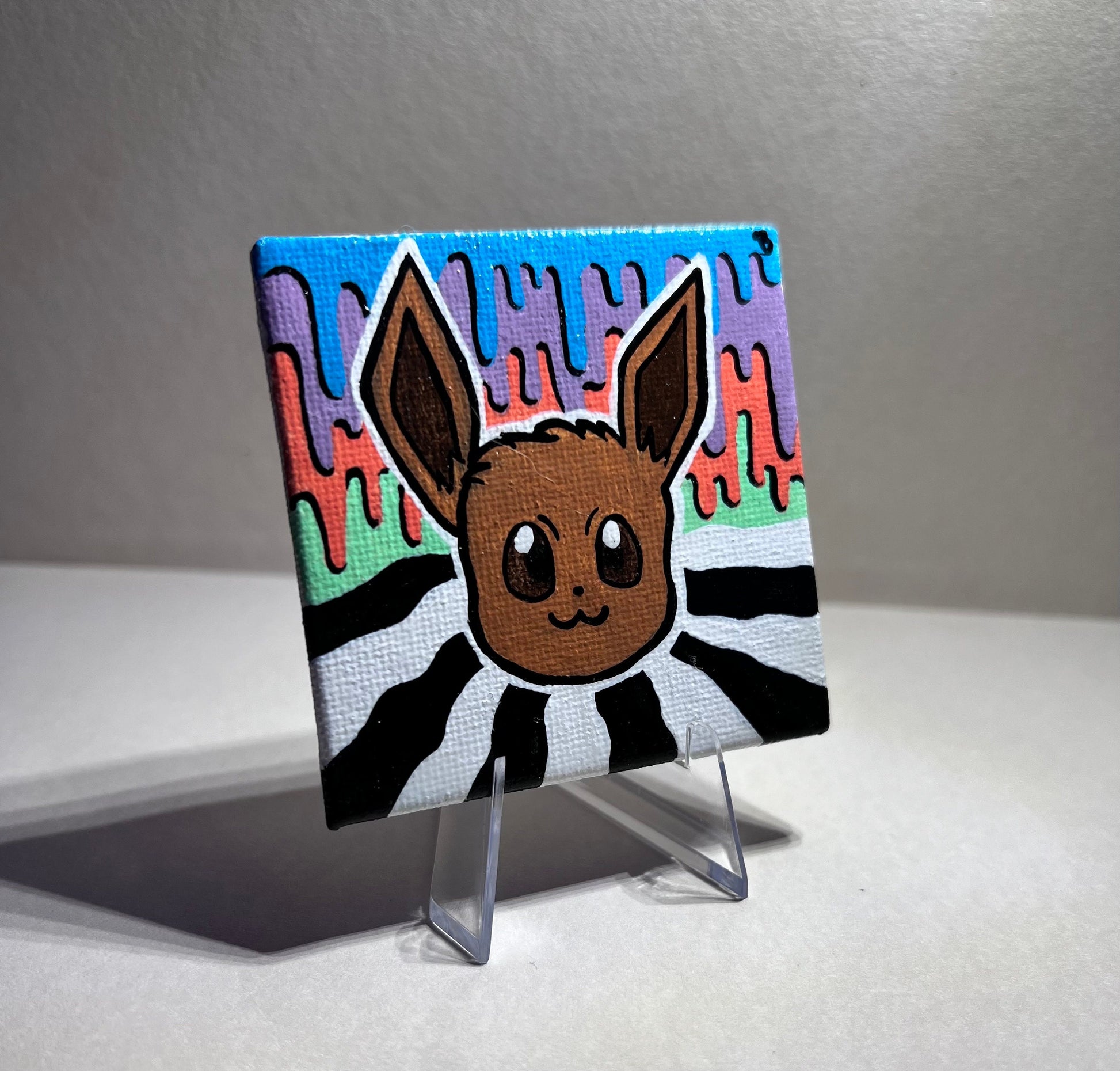 Adorable Eevee Mini Gift Painting | Cozy Cute Wall Art | Gifts for Gamers | Dorm Room Decor | Kids Birthday Present