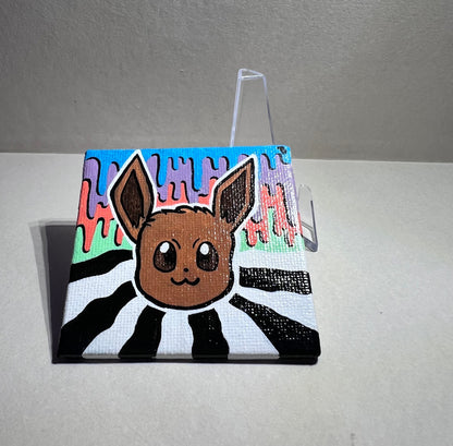 Adorable Eevee Mini Gift Painting | Cozy Cute Wall Art | Gifts for Gamers | Dorm Room Decor | Kids Birthday Present - IszyBeeArts